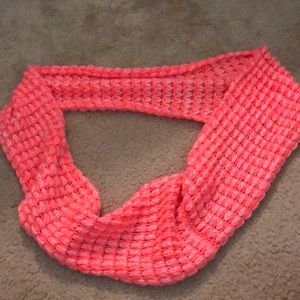 Pink knit infinity scarf